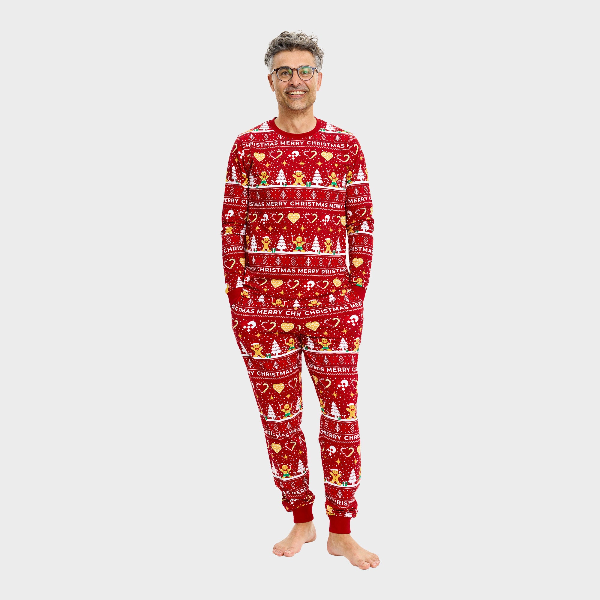 Christmas Cookie kerstpyjama rood β Heren